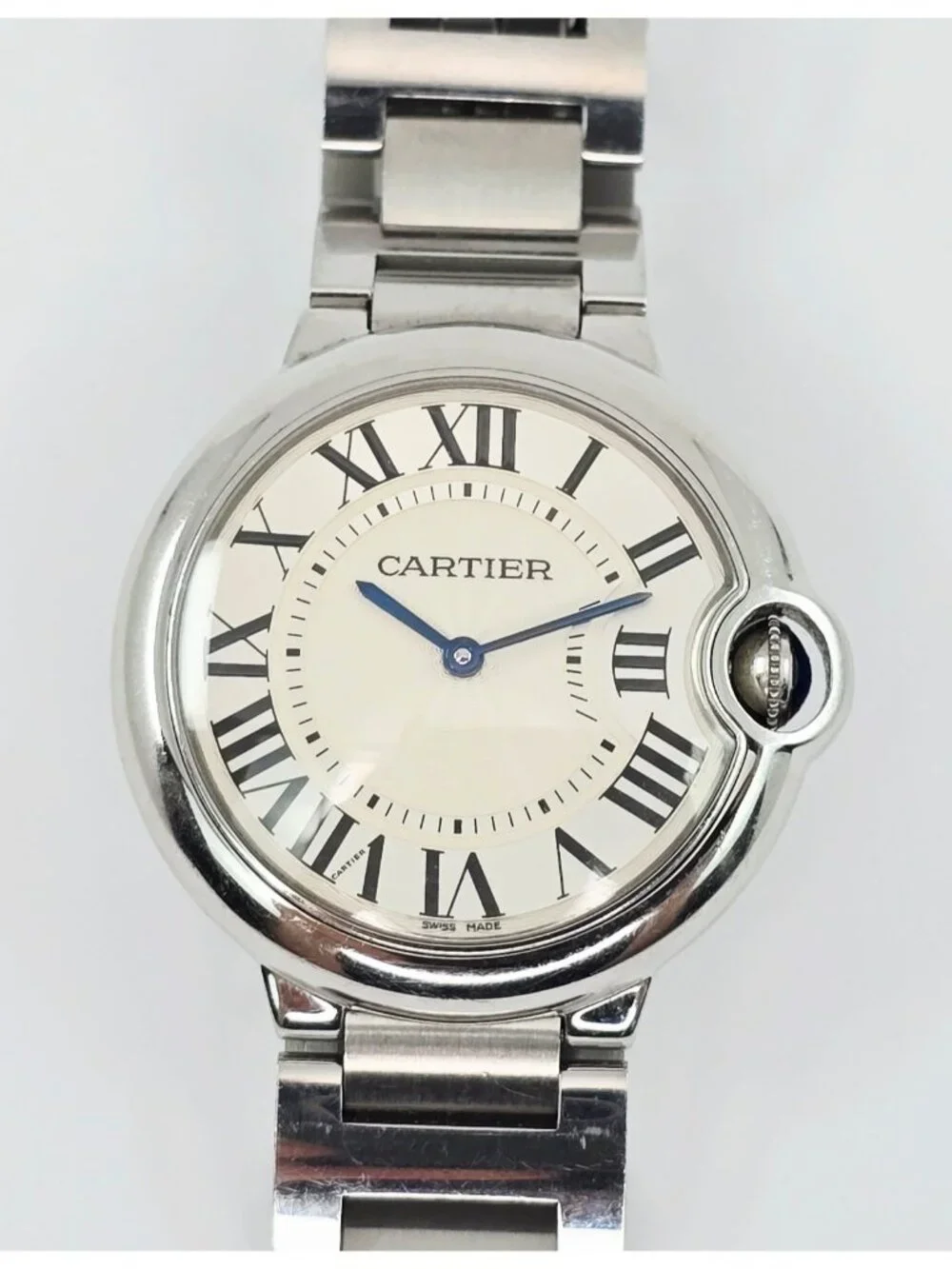 Cartier Ballon Bleu Roman Numeral 36mm Quartz Stainless Steel Wrist Watch 3005